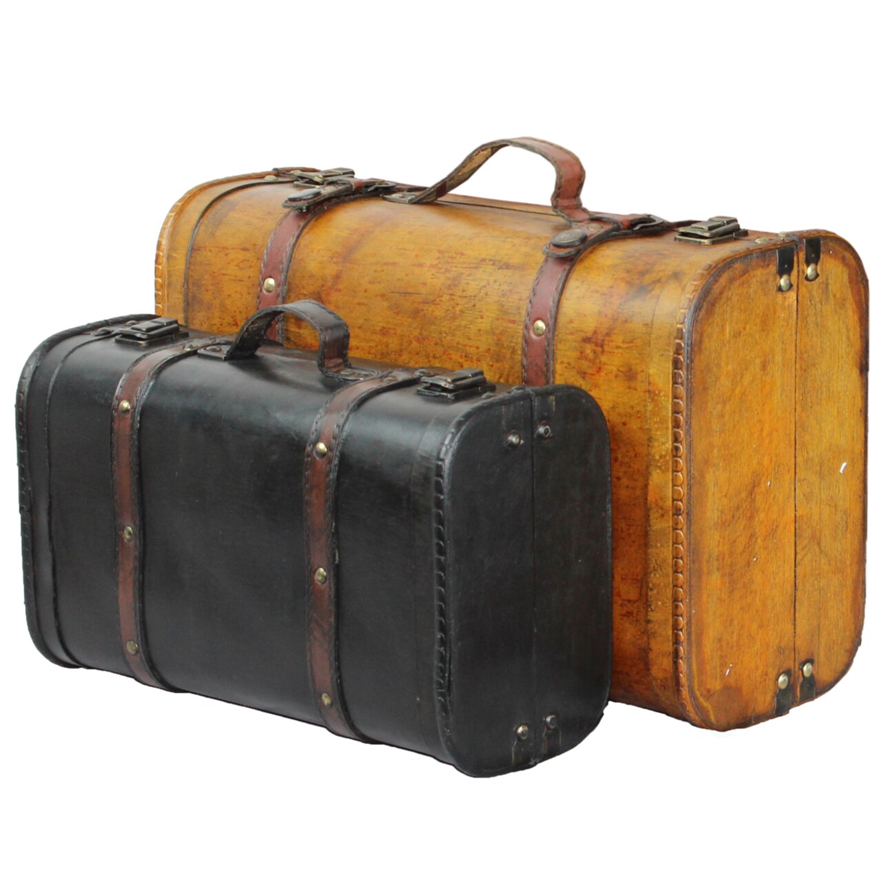 Vintage Style Luggage Suitcase Trunk Faux Leather Decorative Storage Large Medium Small